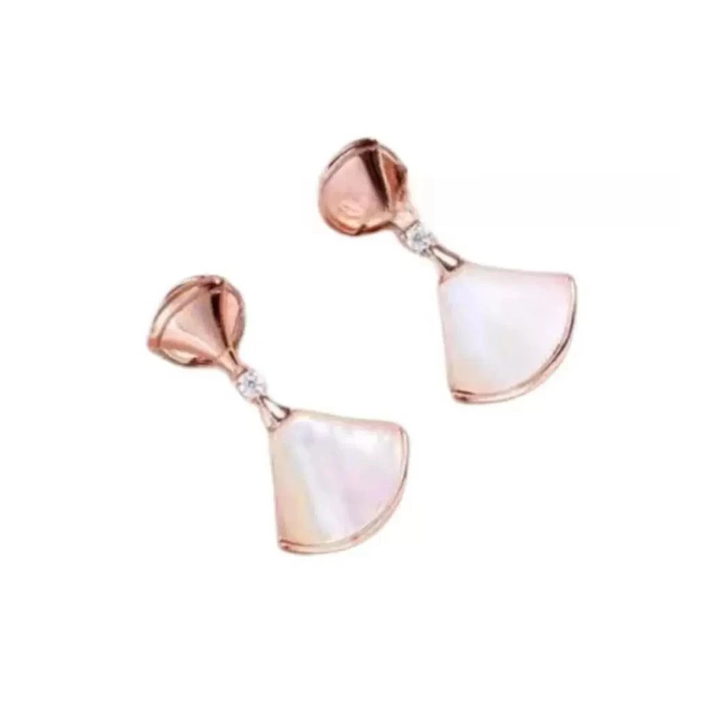 Bvlgari Divas' Dream Rose Gold White Mother Of Pearl Fan Earrings
