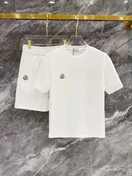 Moncler Logo Embroidered White T-Shirt and Shorts Set - 1