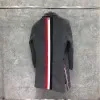 Thom Browne Stripe Detail Wool Coat Black Outerwear Coat - 1