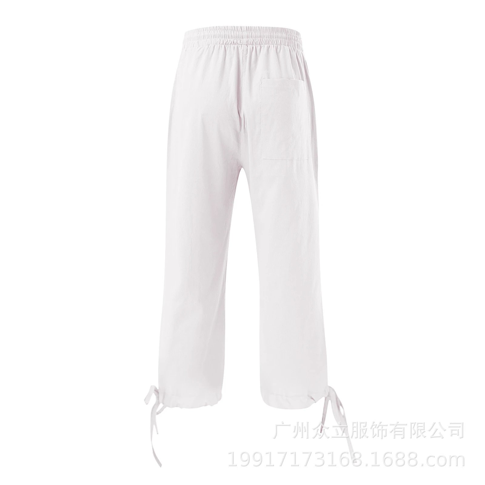 Design Capri Pants Light Blue Drawstring Waist with Cuff Ties - 17