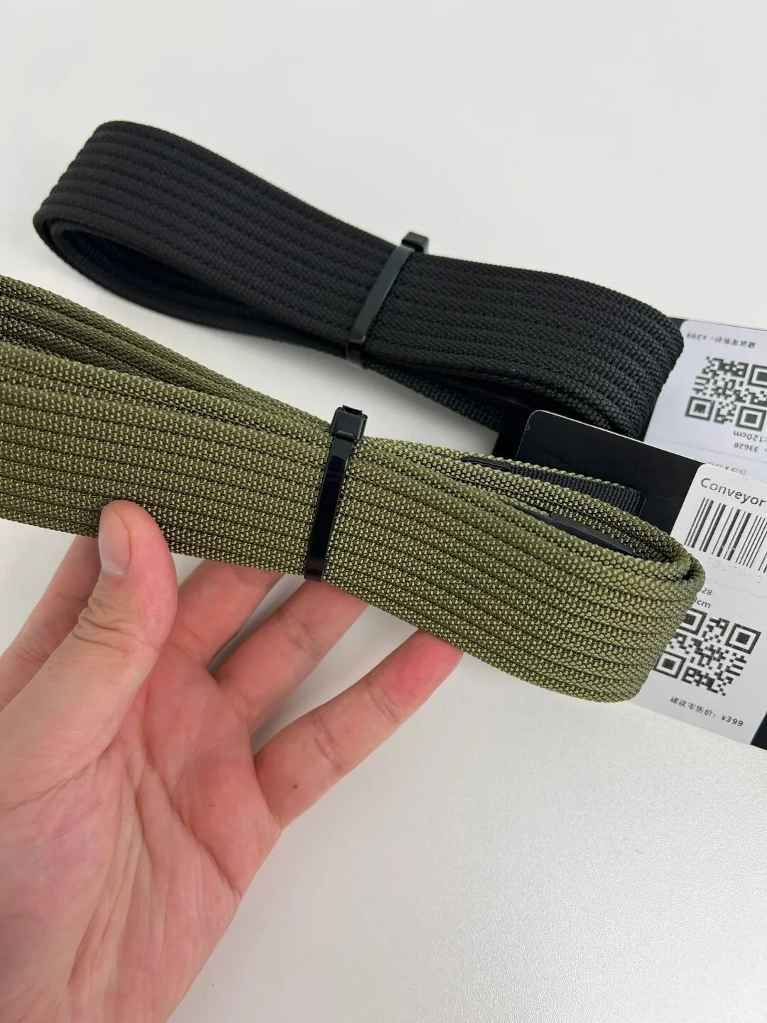 Design Conveyor Belt 38mm Olive Green Canvas Belt - 7