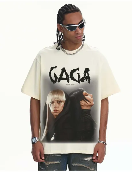Design Lady Gaga 2008–2025 Dual Portrait Cream T-Shirt T-Shirts - 18