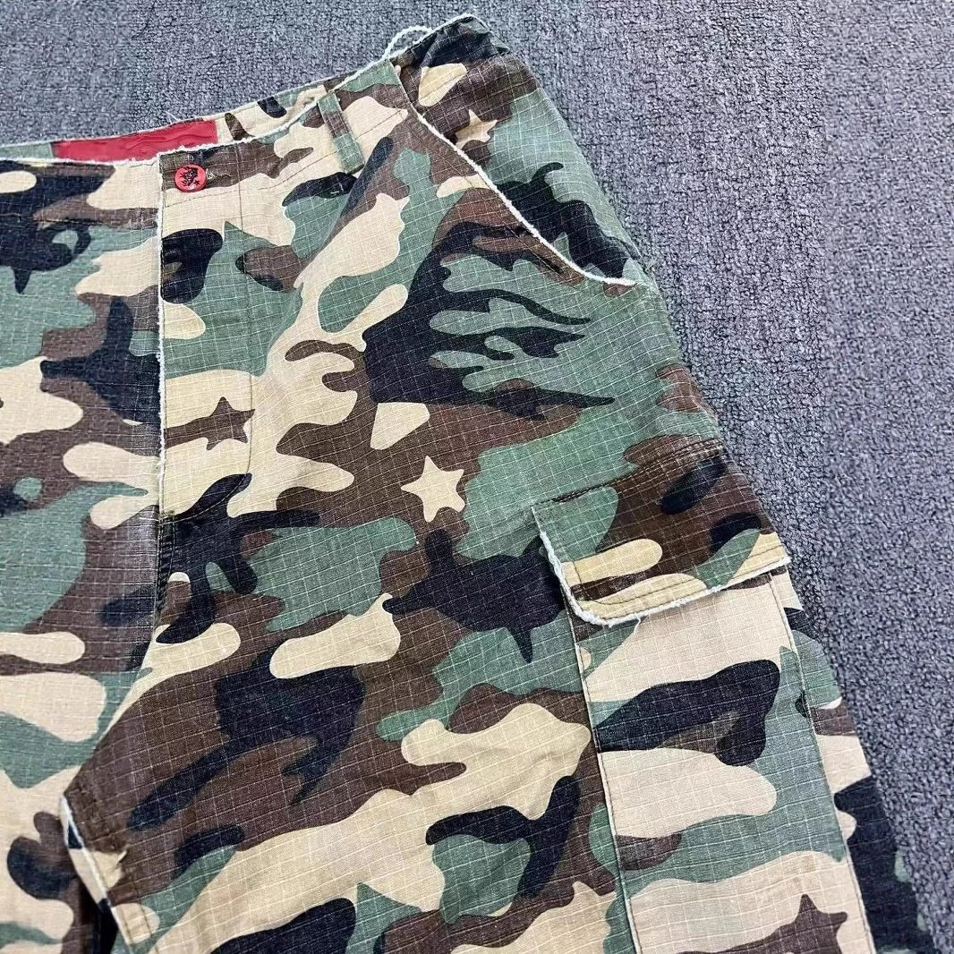 Camouflage Cargo Pants Shorts Red Green Brown Tactical Streetwear