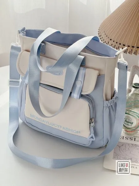Design FUMIAO Monday Lucy Fashion Tote Bag Burgundy and Cream Tote Bag - 29
