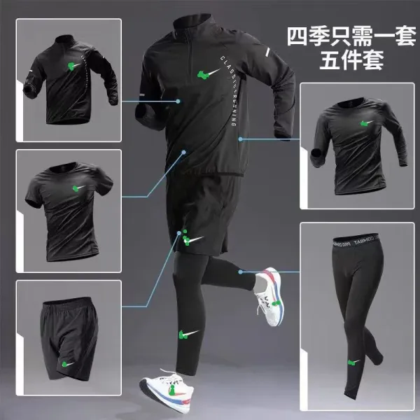 Nike Classic Running Set Black Green Activewear - 2