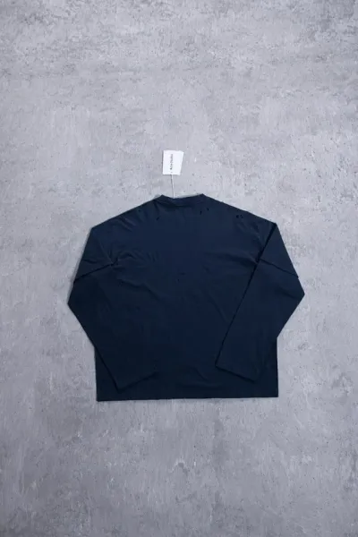 Acne Studios Distressed Logo Print Long-Sleeve T-Shirt Navy - 20