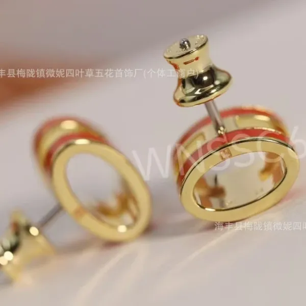Hermès H Logo Enamel Stud Earrings Rose Gold and Yellow Gold Jewelry - 6