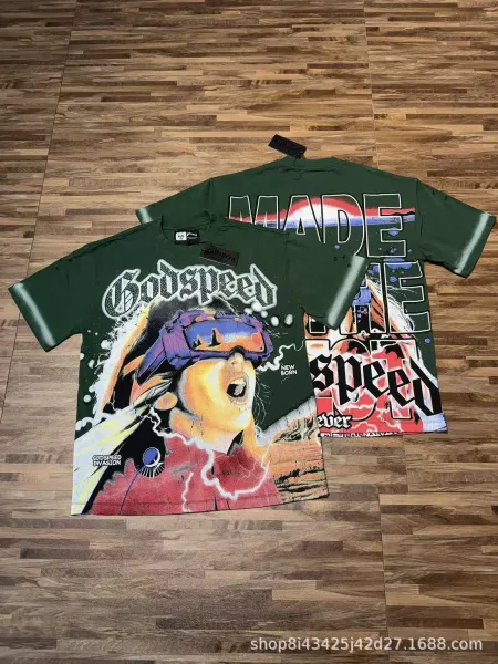 Godspeed Invasion Graphic Print Army Green T-Shirt - 1
