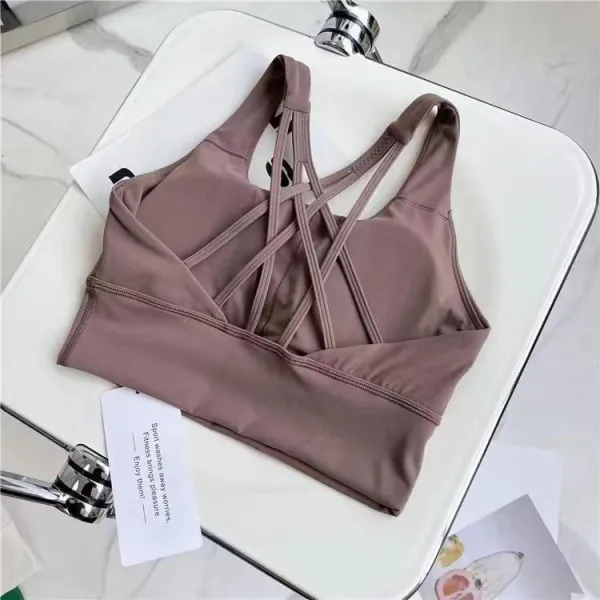 Design Crisscross Back Sports Bra Mauve Activewear - 1