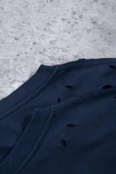 Acne Studios Distressed Logo Print Long-Sleeve T-Shirt Navy - 24