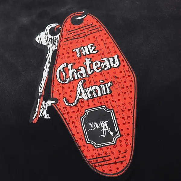 Design The Chateau Am Red Sequin Motel Sign T-Shirt Blue - 9