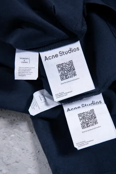 Acne Studios Distressed Logo Print Long-Sleeve T-Shirt Navy - 30