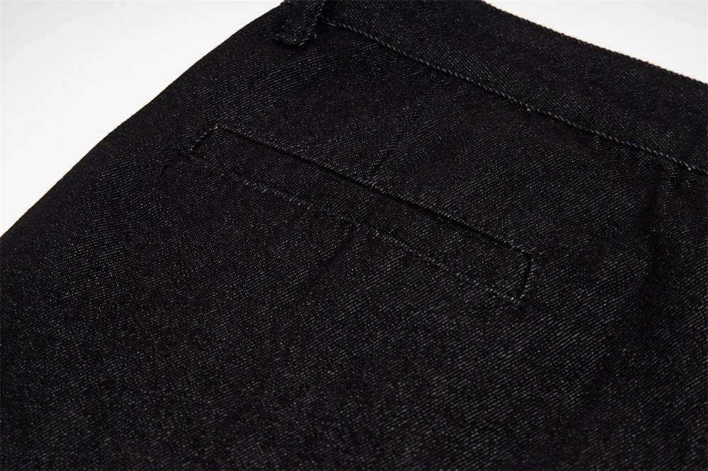 Design Wide-Leg Denim Trousers with Double-Breasted Button Detail Black Jeans - 17