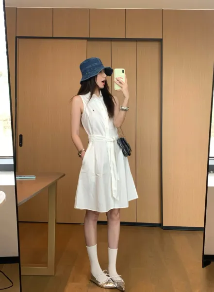 Polo Ralph Lauren Sleeveless Shirt Dress Light Blue - 10