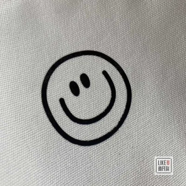 Design Smiley Face Canvas Tote Bag Black - 25