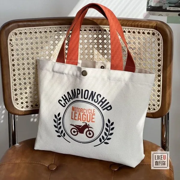 Design Bakery Print Canvas Tote Bag White with Rust Handles Tote Bag - 44