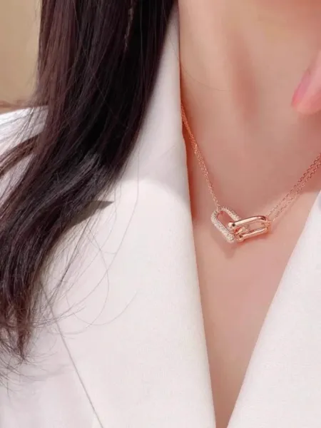 Design T-Bar Link Pendant Necklace Gold Jewelry - 9