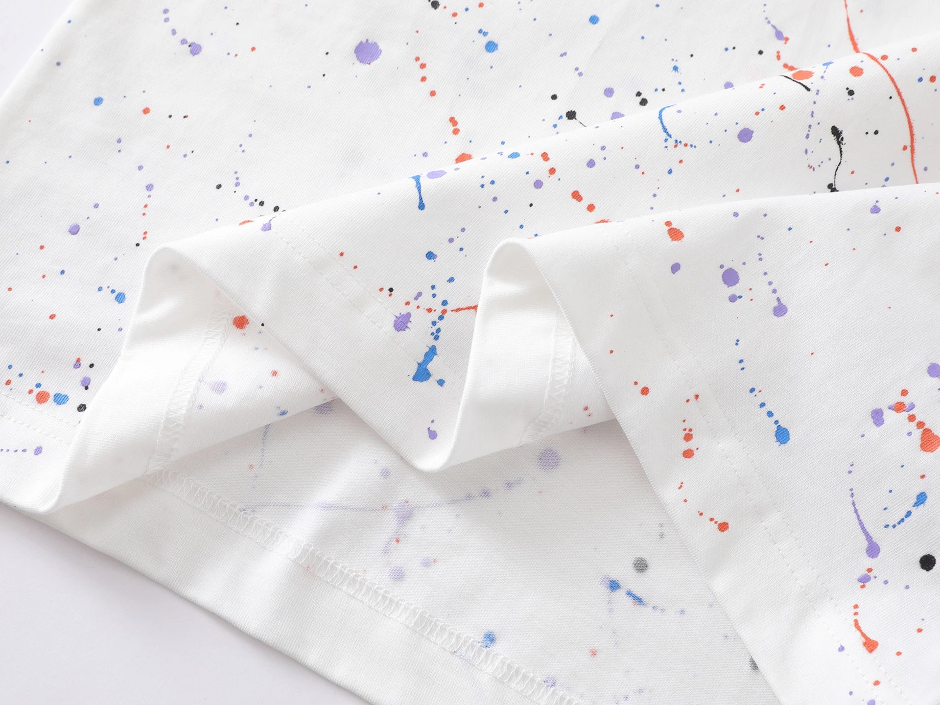 Design BangOuluo Splatter Print White T-Shirt T-Shirts - 15
