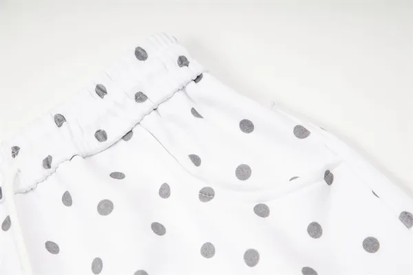 Design Polka Dot Cartoon Print Wide-Leg Sweatpants White - 9