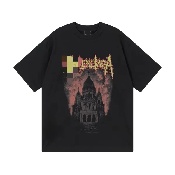 Design Cathedral Gothic Print Black T-Shirt - 1