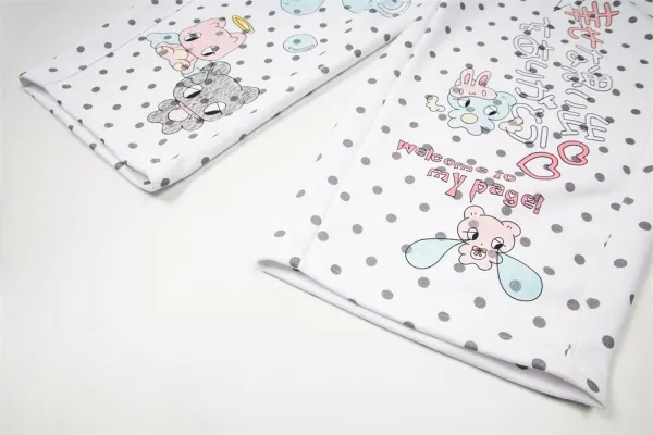 Design Polka Dot Cartoon Print Wide-Leg Sweatpants White - 14