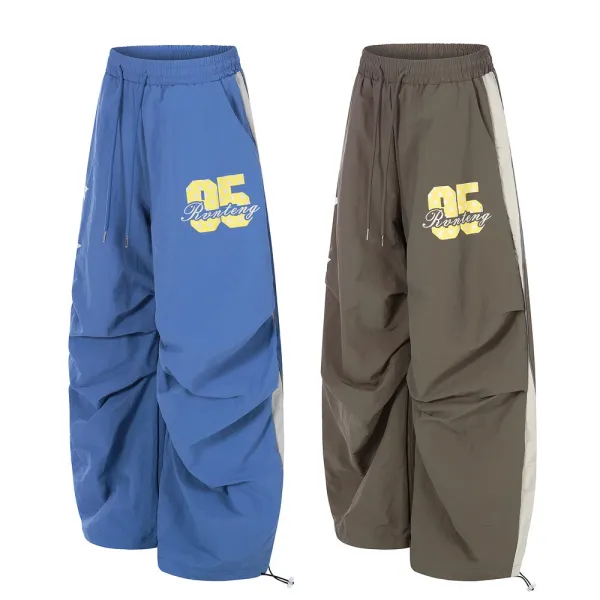 Design Ronteng Star Print Wide-Leg Cargo Pants Olive Pants - 4