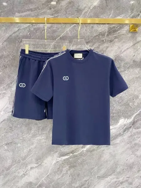 Gucci Interlocking G Logo Navy Blue T-Shirt and Shorts Set - 1