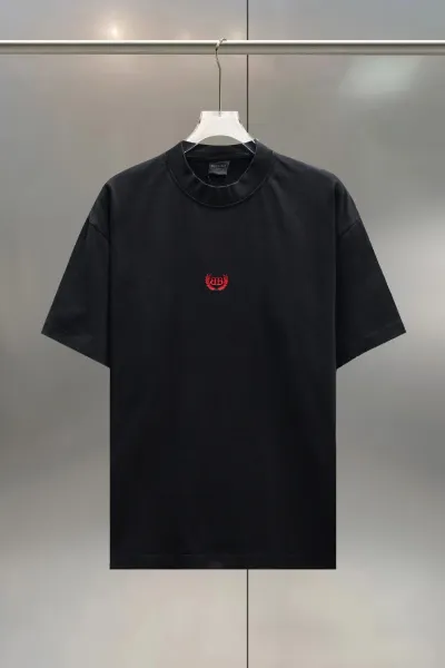 Balenciaga BB Logo Embroidered Black T-Shirt - 1