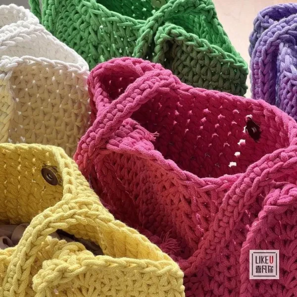 Design Handcrafted Crochet Tote Bag Green Tote Bag - 9