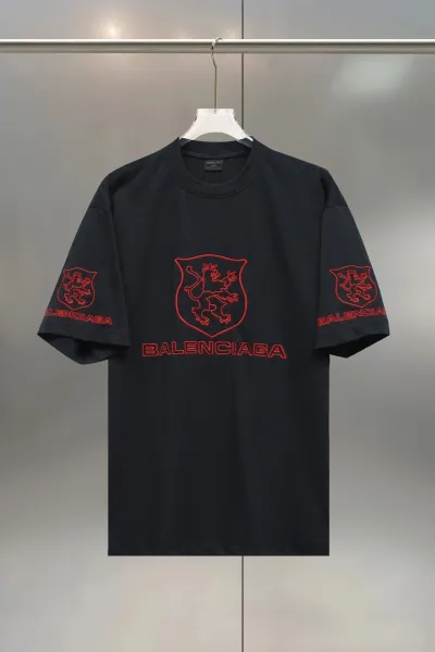 Balenciaga Lion Shield Embroidered Black T-Shirt - 1