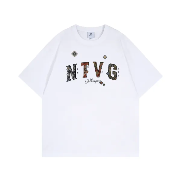 Design NTVG Patchwork Logo Graphic White T-Shirt T-Shirts - 1