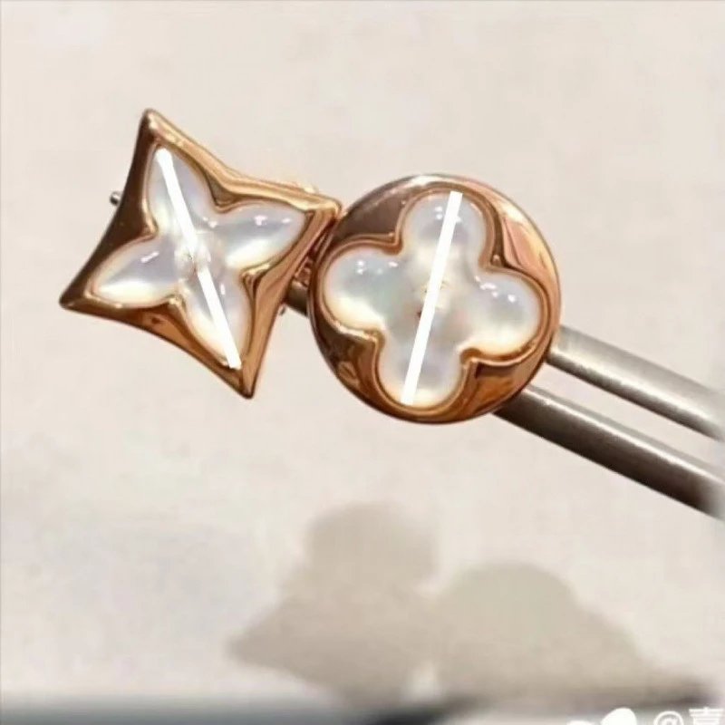 Louis Vuitton Monogram Flower Earrings Rose Gold Mother-of-Pearl Earrings Jewelry