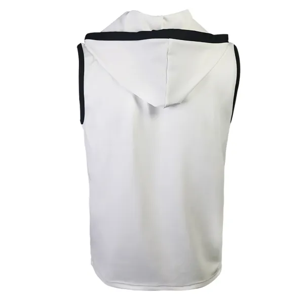 Design Sleeveless Hooded Waffle-Knit Vest Top White - 17