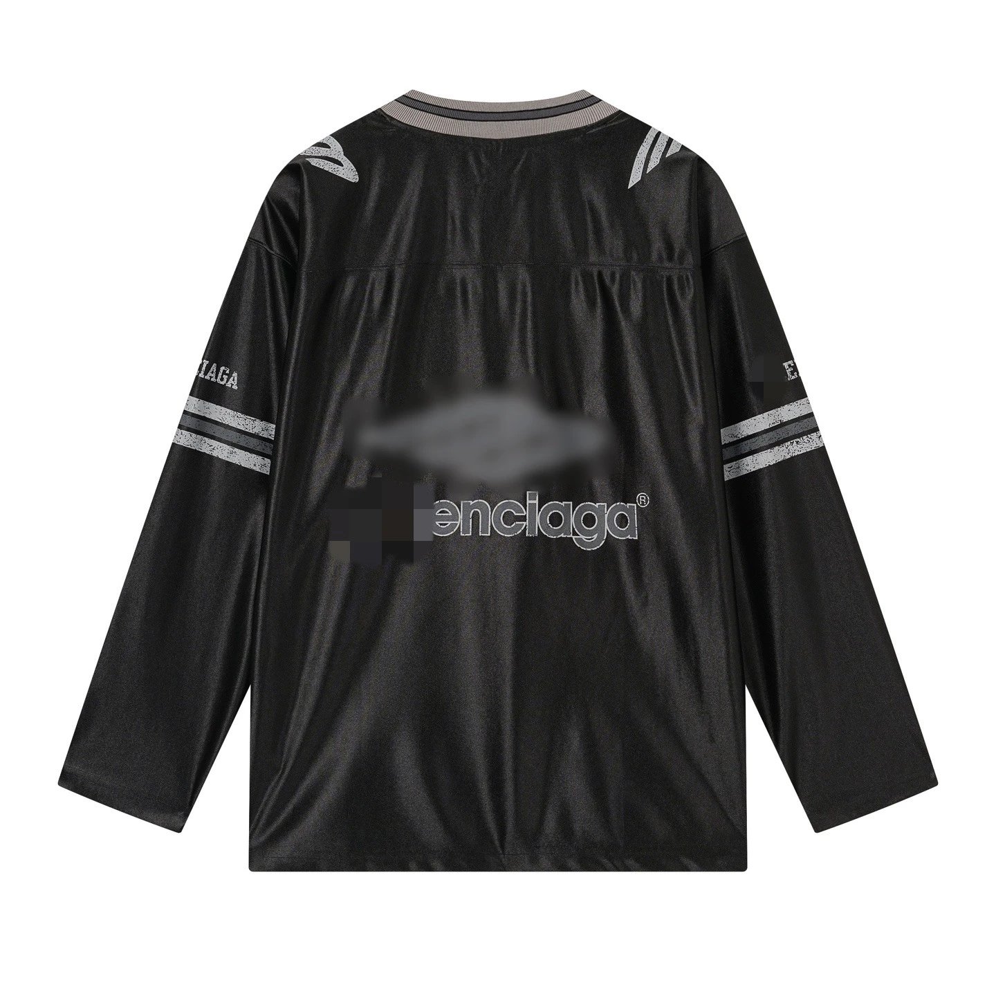 Enciaga Football Jersey Silver Blue Black Sporty Long Sleeve