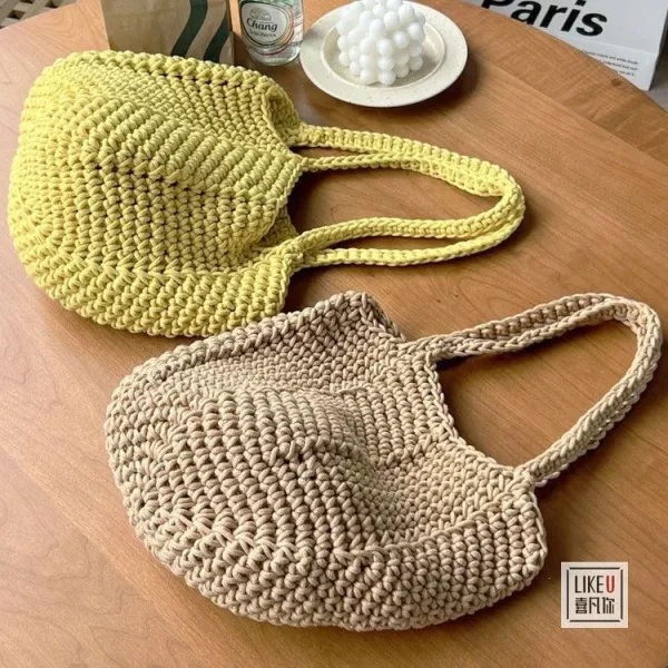 Design Handcrafted Crochet Tote Bag Green Tote Bag - 21