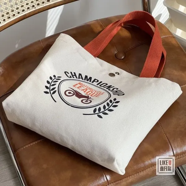Design Bakery Print Canvas Tote Bag White with Rust Handles Tote Bag - 45