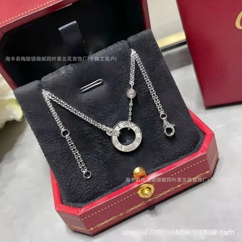 Cartier Love Circle Pendant Necklace Silver Jewelry