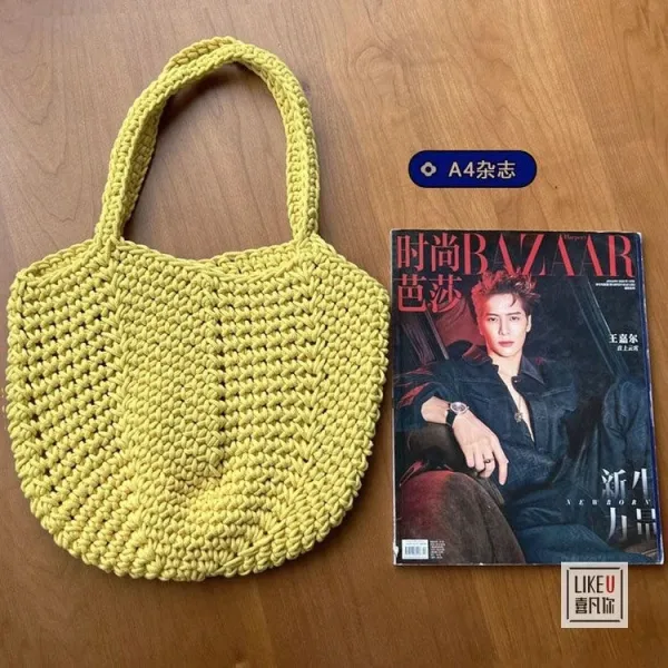 Design Handcrafted Crochet Tote Bag Green Tote Bag - 30