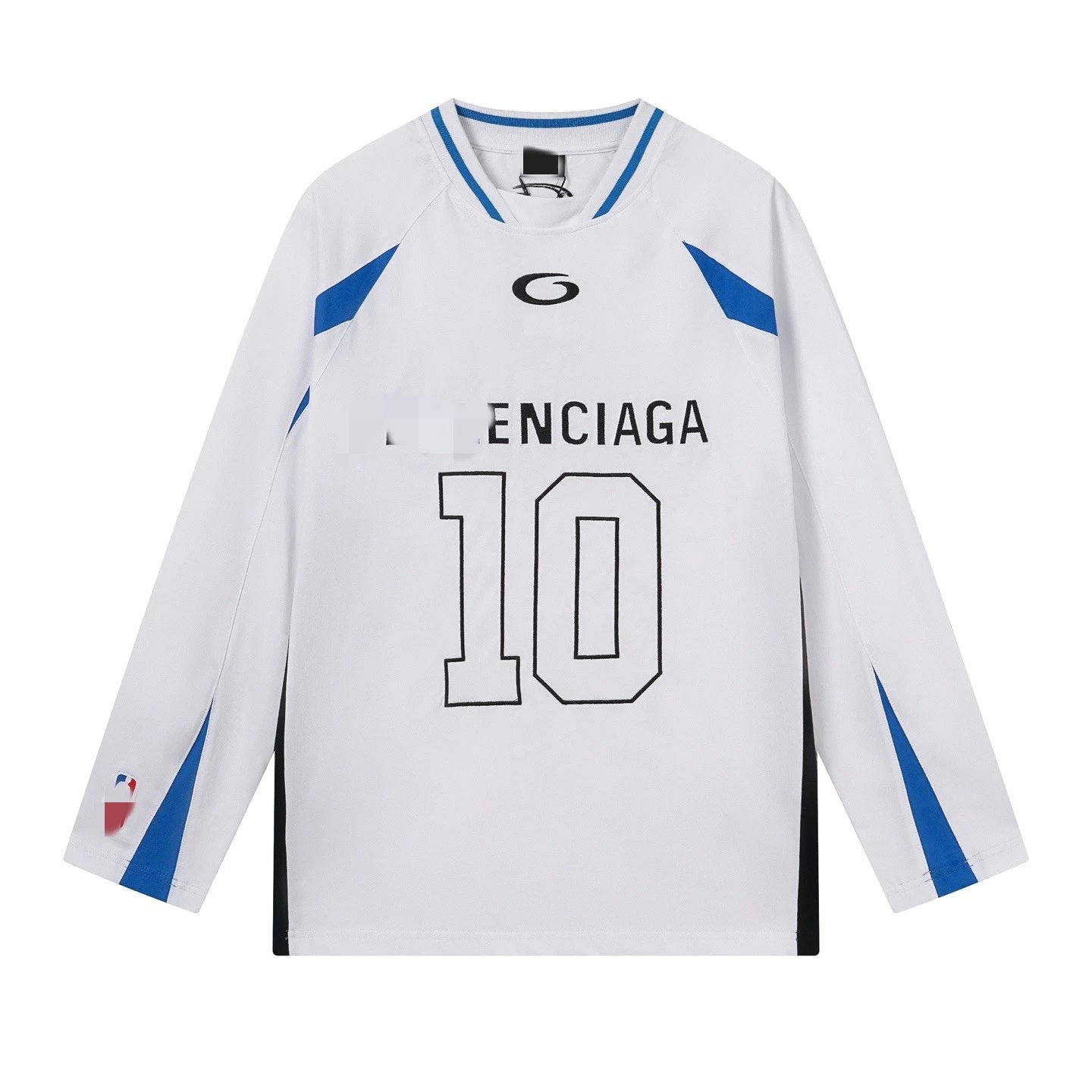 Balenciaga Football Jersey White Blue Black Long-Sleeve Jersey