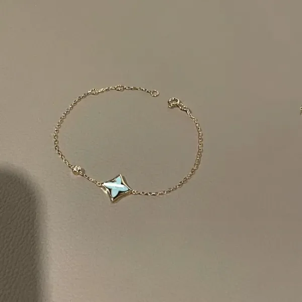 Louis Vuitton Monogram Star Bracelet Light Blue Gold-Tone Bracelet Jewelry - 1