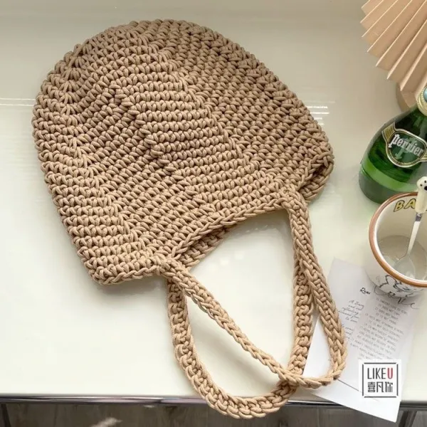 Design Handcrafted Crochet Tote Bag Green Tote Bag - 34