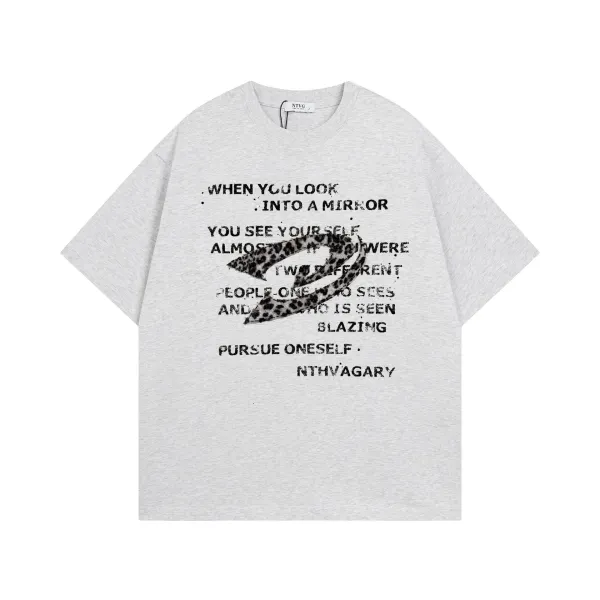 Design NTVG Mirror Reflection Graphic Oversized T-Shirt Gray T-Shirts - 1