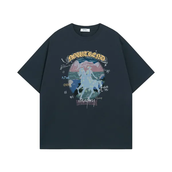 Design NTVG Not Trend Navy Graphic Print Oversized T-Shirt T-Shirts - 1