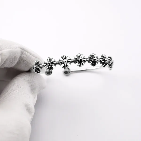 Design Fleur-de-Lis Shield Cuff Bracelet Silver Jewelry - 6