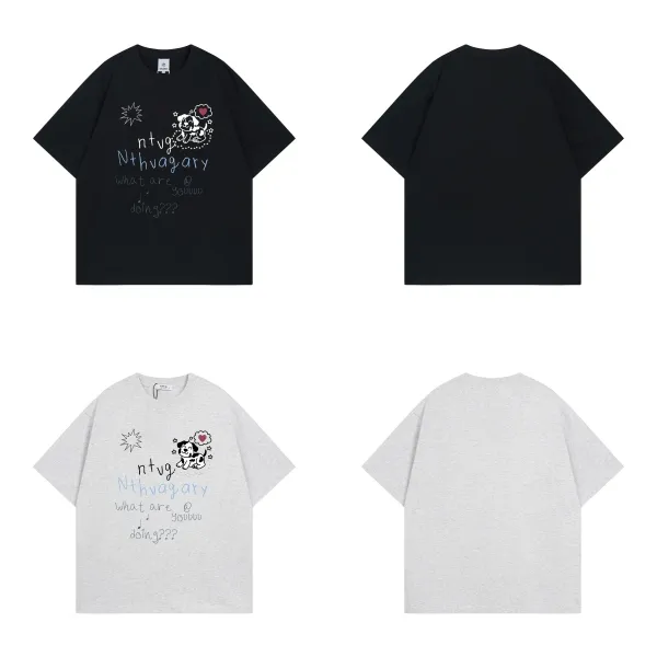 Design NTHVAGARY Graphic Print Oversized T-Shirt Black T-Shirts - 6