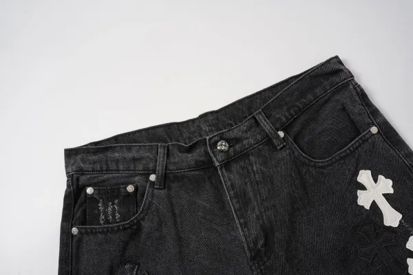Chrome Hearts Cross Logo Denim Shorts Black - 43