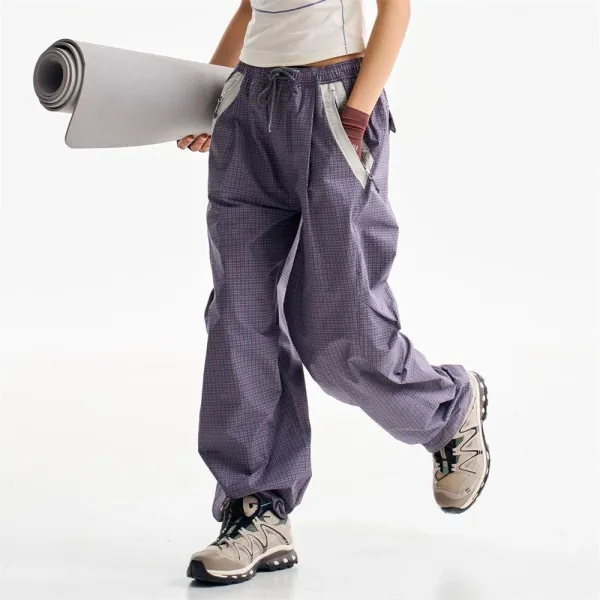 Design Utility Pants Navy with Purple Panel Accents - 17