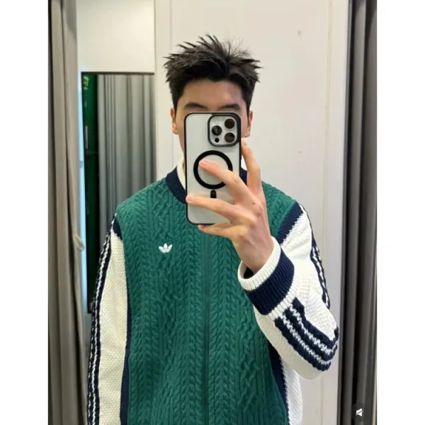 Adidas Originals Knit Cardigan Brown Multicolor Cardigan Outerwear.cardigan - 10