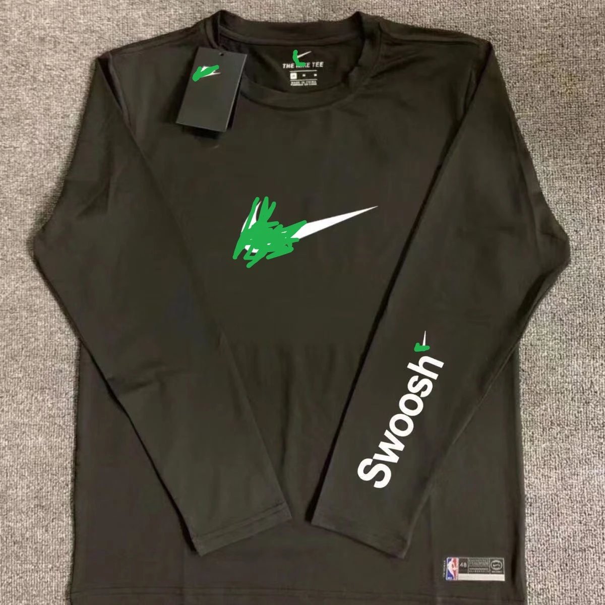 Nike The Nike Tee Swoosh Graphic Black Long-Sleeve T-Shirt