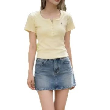 Polo Ralph Lauren Black Henley Neck Short Sleeve T-Shirt